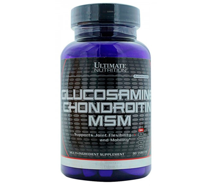 Хондропротектор для суглобів та зв'язок Glucosamine Chondroitin MSM 90 таблеток Ultimate Nutrition (00365-01)