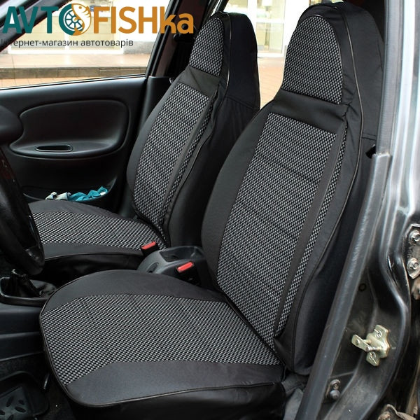 Модельні чохли PILOT Daewoo Lanos сірі кожзам+тканина