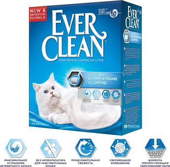 Наповнювач для котячого туалету бентоніт  Евер Клин (Ever Clean ) Екстра Сила без запаху 10л