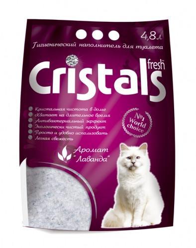 Силикагелевый наполнитель для кошачьего туалета с ароматом лаванды Cristals fresh 4.8л - фото 1 - id-p1366406607