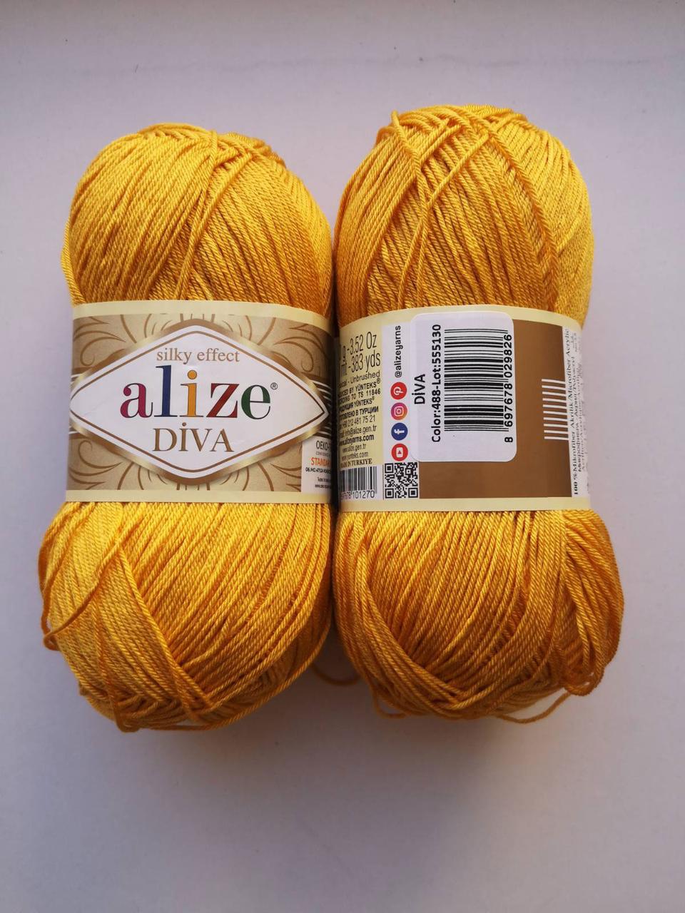 Пряжа Діва (Diva) ALIZE колір 488 жовток, 1 моток 100г, фото 1