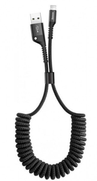 Кабель-пружина Baseus Fish Eye Lightning Cable 2.0 A (1m) Black (calsr-01)