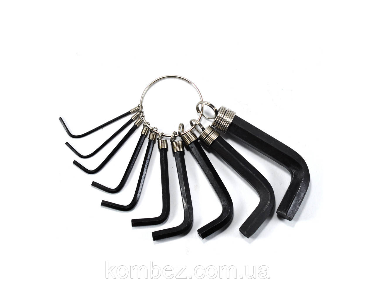 Набір шестигранних ключів на кільці 10 од. 1.5-10 мм CrV Полакс, фото 1