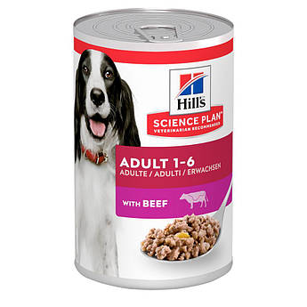 Консерви, паштет, вологий корм для дорослих собак з яловичиною Хіллс Hill's Science Plan 370 г