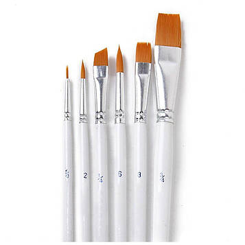 Набір художніх нейлонових пензликів 1340-6 "Bomeijia" 6штук, круглі+плоскі (0,2,6 коло, 1,8,3 плоск)