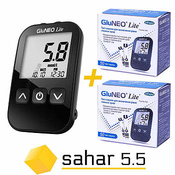 Глюкометр ГлюНео Лайт - GluNEO Light, набір 110 тест-смужок