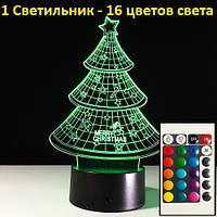 3D Светильник Ёлка, Недорогие подарки на новый год детям, Подарок крестнику, Новогодние подарки