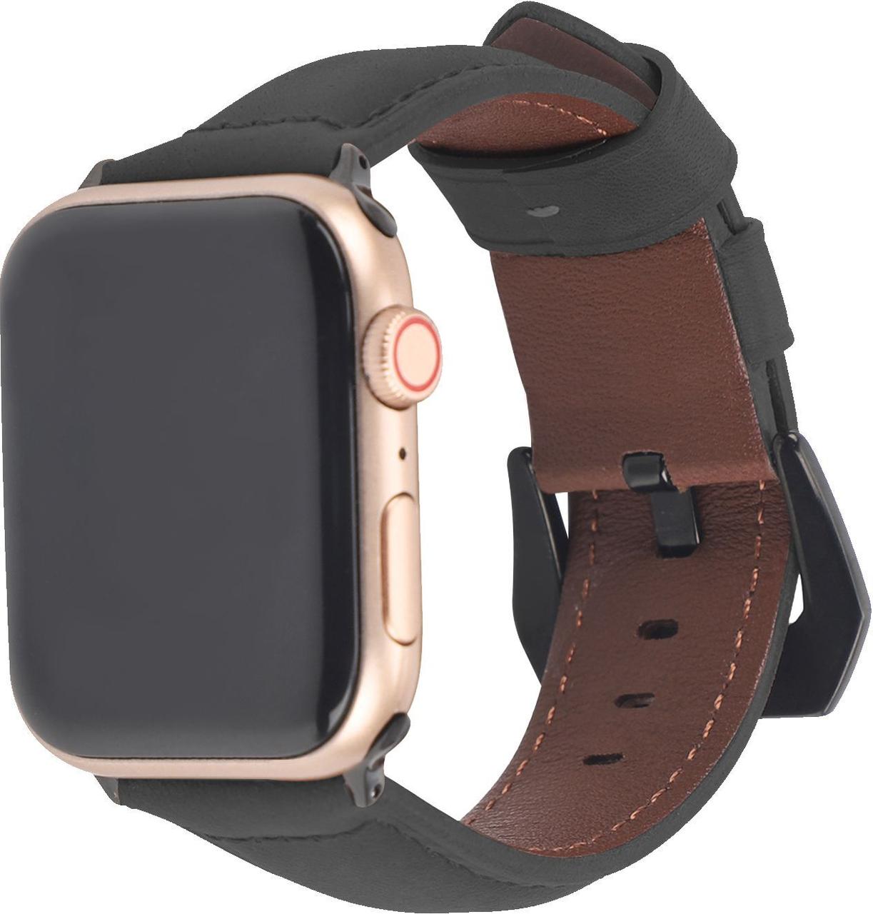 Шкіряний ремінець Promate Stitch-42ML для Apple Watch 42-44 мм 1/2/3/4/5/6/SE Black (stitch-42ml.black)