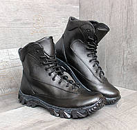 Ботинки мужские кожаные черные DMS-8 демисезонная обувь