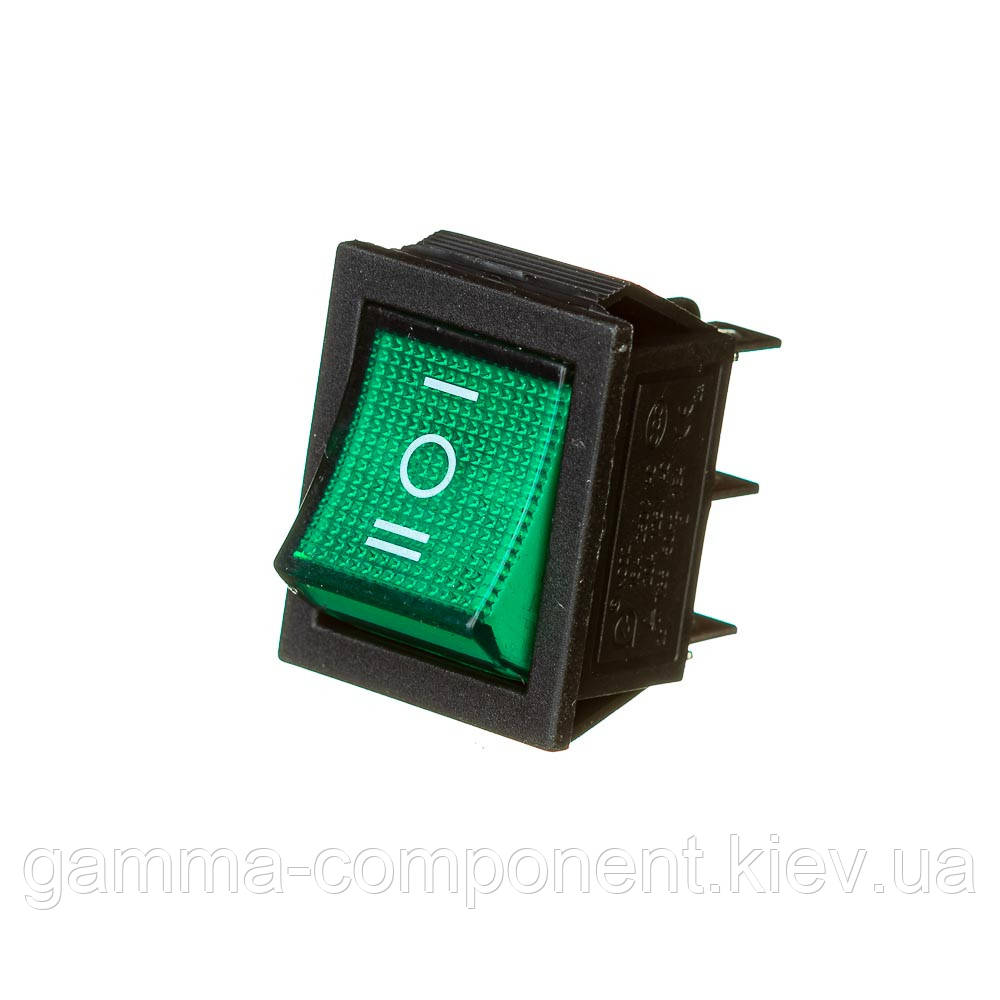 Перемикач KCD2-203NW 220V зелений