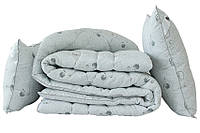 Одеяло полуторное искусственный лебяжий пух в наборе с двумя подушками 70х70 + "Cotton"