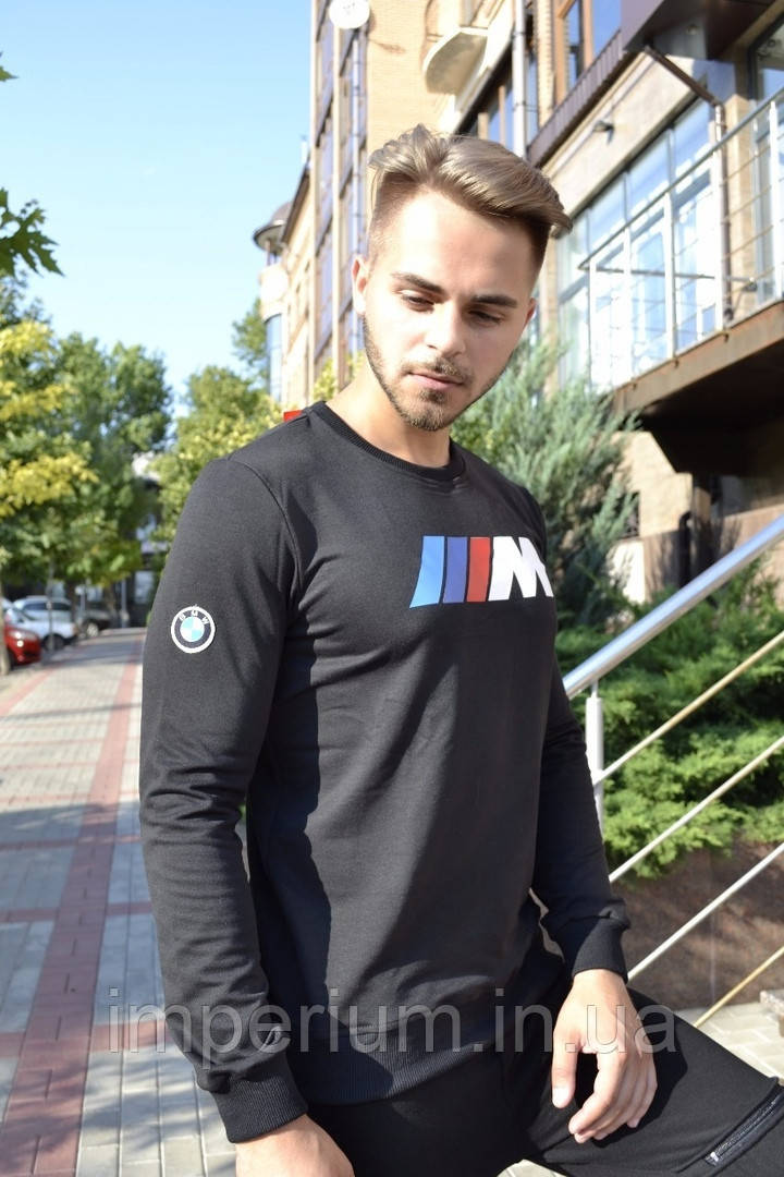 Світшот пума bmw логотип принт | чорна кофта, фото 1