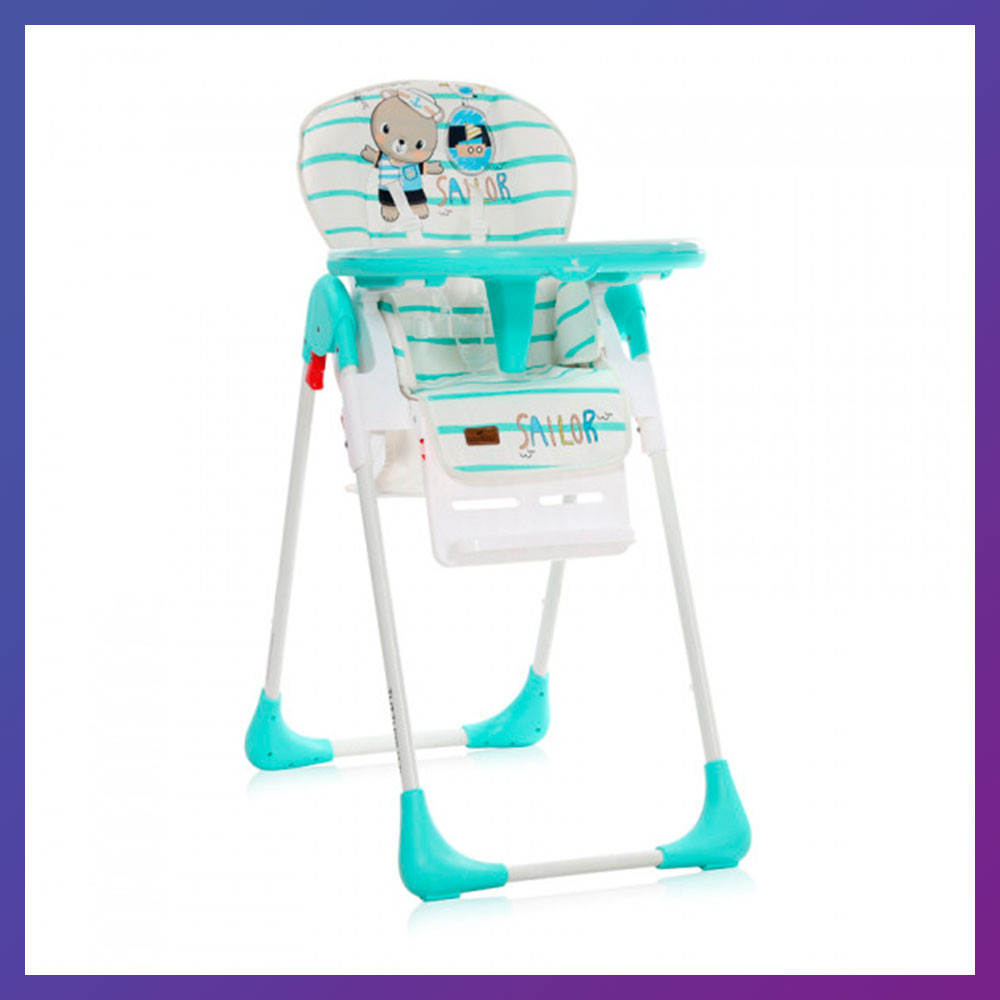 Дитячий стільчик для годування з регульованою спинкою Lorelli TUTTI FRUTTI Aquamarine sailor бірюзовий, фото 1