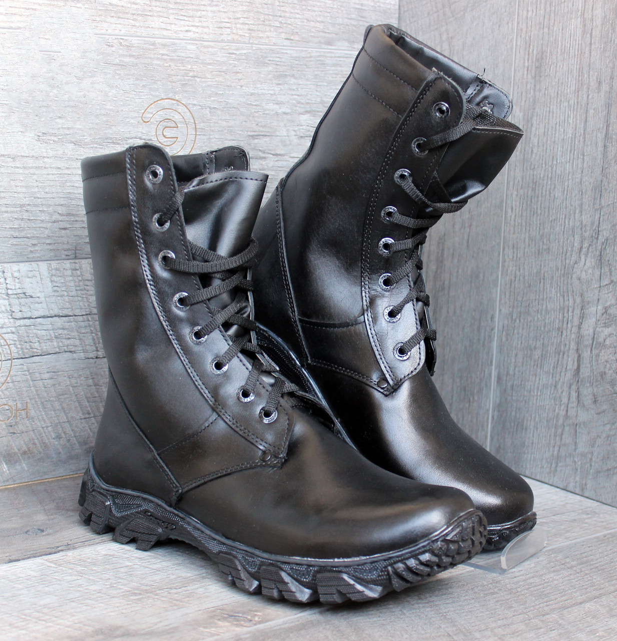 Ботинки берцы кожаные черные DMS-6 тактическая обувь - фото 1 - id-p653008463