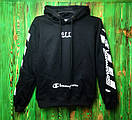 Кежуал худі off white x champion | чорна толстовка, фото 3