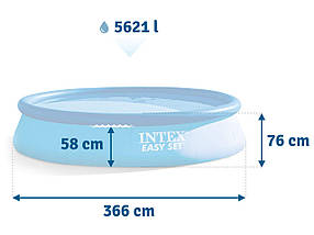 Басейн надувний Intex Easy Set 28130, 366х76см дитячий сімейний круглий для дому, дачі, фото 3