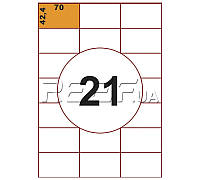 Этикетка A4 - 21 штука на листе 70x42,4 (100 листов)
