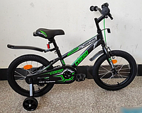 Двухколесный детский велосипед CORSO R-16218 колеса 16д с ручным тормозом и звоночком / черно-зеленый
