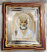 Ікона святителя Миколая Чудотворця у темному кіоті, лик 15х18 см, Софріно.