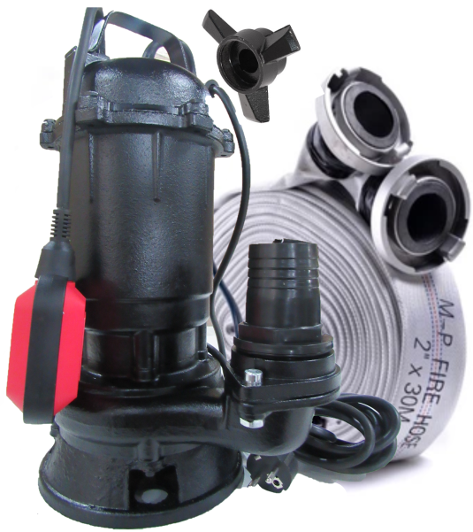 Фекальний насос із НІЖОМ AkWa PUMPS WQD 2.5 кВт + рукав, гайки, трос, перч.