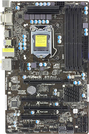 Материнська плата ASRock B75 Pro3, s1155, фото 1