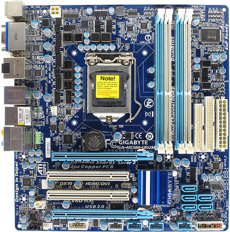 Материнська плата GIGABYTE GA-H55M-UD2H (s1156, H55, PCI-Ex16), фото 1