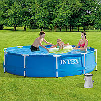 Каркасный бассейн 305х76см Intex 28202 с фильтром, Семейный детский сборный круглый pool Интекс для дома, дачи