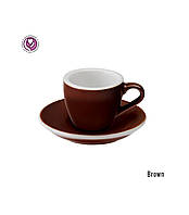 Чашка і блюдце для еспресо Loveramics Egg Brown (80 мл)