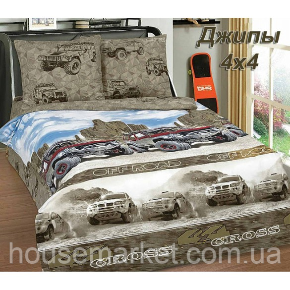 Комплект дитячої полуторної постільної білизни Тіротекс, Джипи Бязь Люкс - фото 1 - id-p1414382889