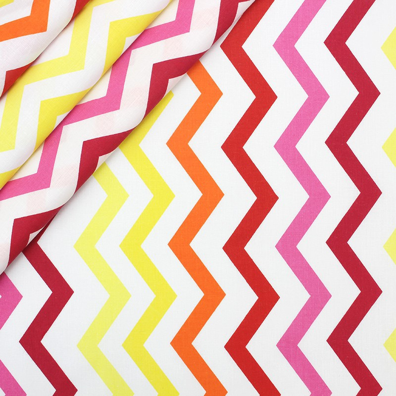 Бязь Зигзаги червоно-жовтих відтінків (залишогк 2.90+1 мп)