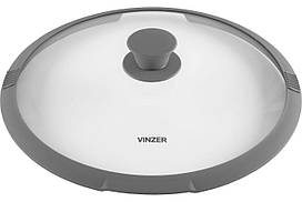Кришка скляна Vinzer 24 см 50250 універсальна з силіконовим обідком для каструль і сковорідок