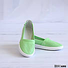 Жіночі літні шкіряні мокасини салатового кольору  36 р-р, фото 5