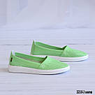 Жіночі літні шкіряні мокасини салатового кольору  36 р-р, фото 2