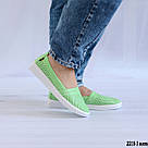 Жіночі літні шкіряні мокасини салатового кольору  36 р-р, фото 4