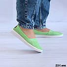 Жіночі літні шкіряні мокасини салатового кольору  36 р-р, фото 6