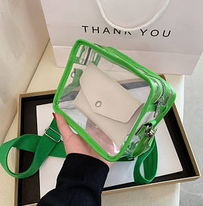 Прозора сумка з гаманцем Зелена