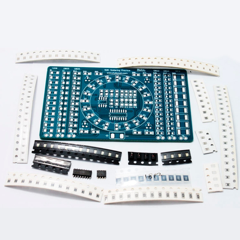 Радіоконструктор збірний для навчання паяння радіодеталей SMD і світлодіодів, фото 1