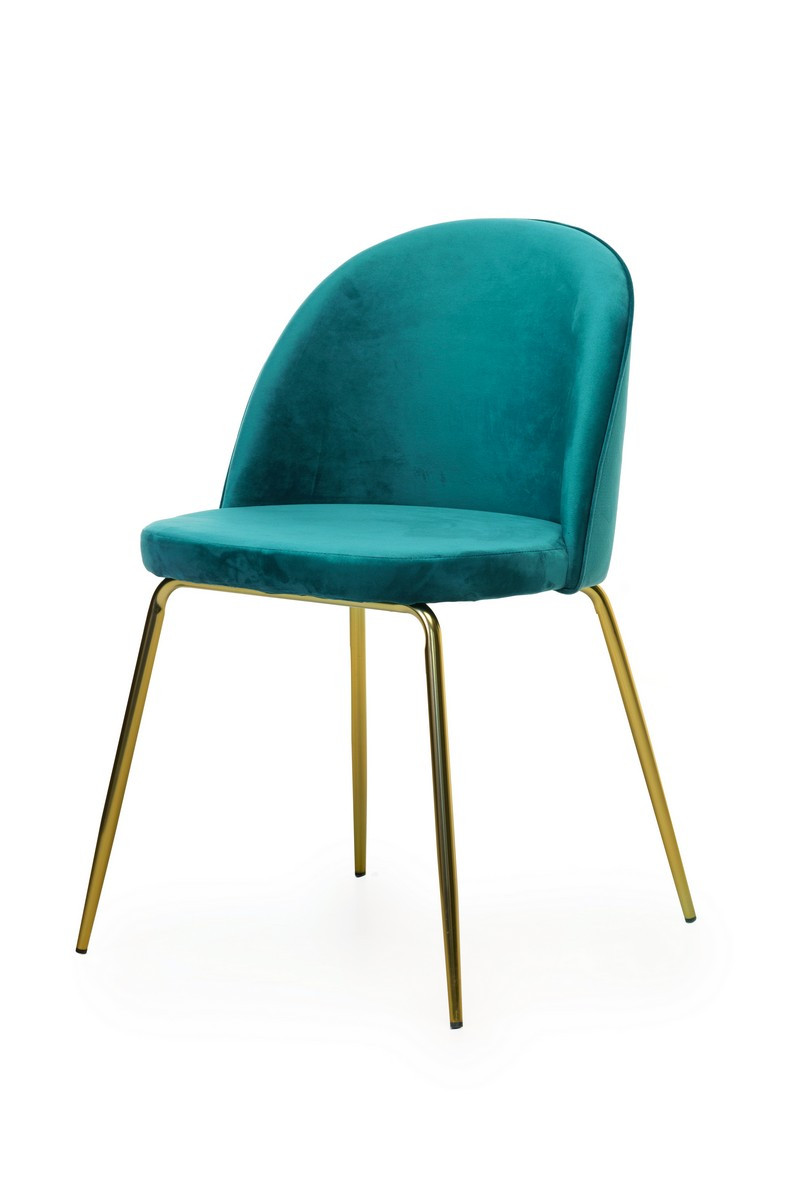 Стілець вельвет + матова хромована сталь (золото), лазурний, Vetro Mebel, Китай, фото 1