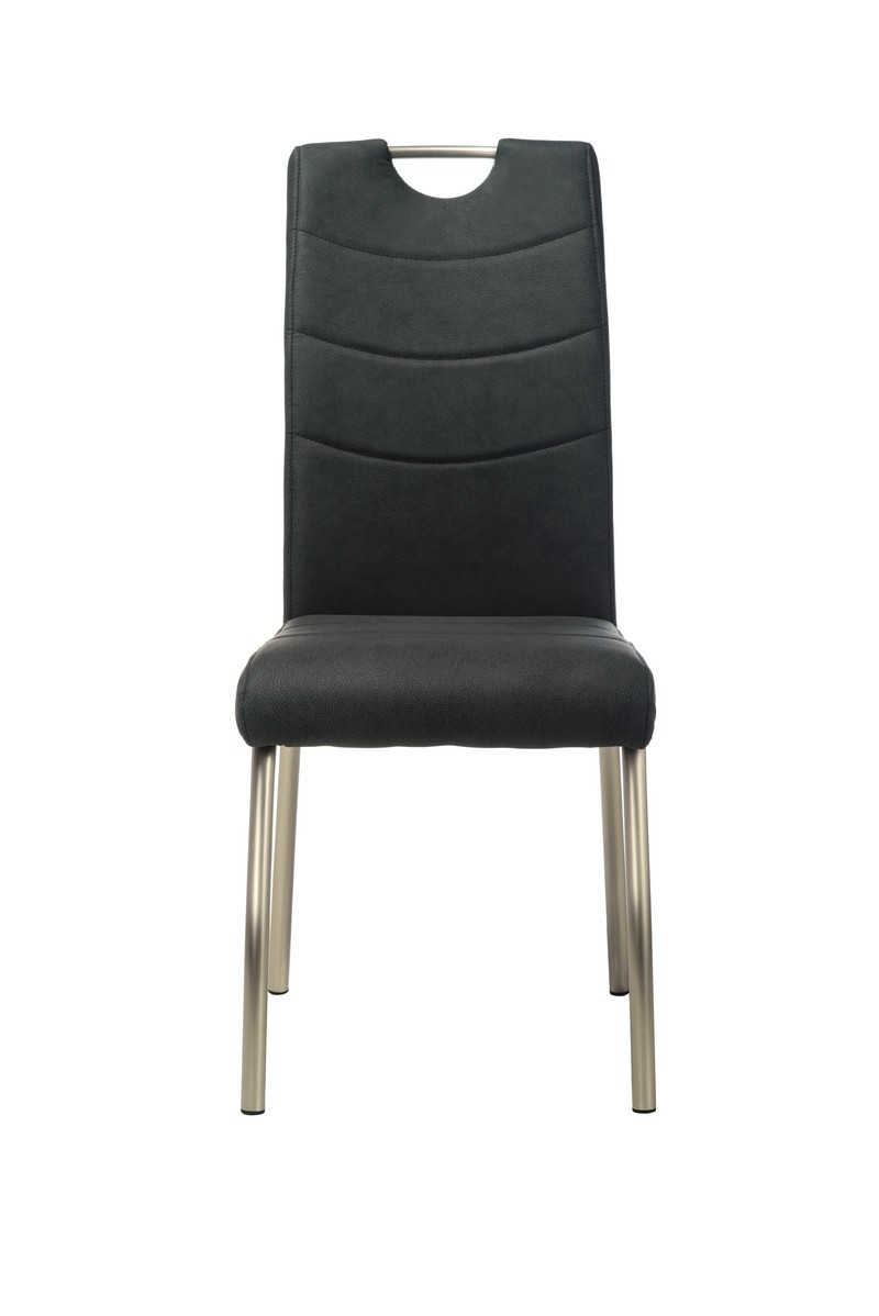 Стілець обідній, штучна шкіра + неіржавка сталь (антрацит) Vetro Mebel, фото 1