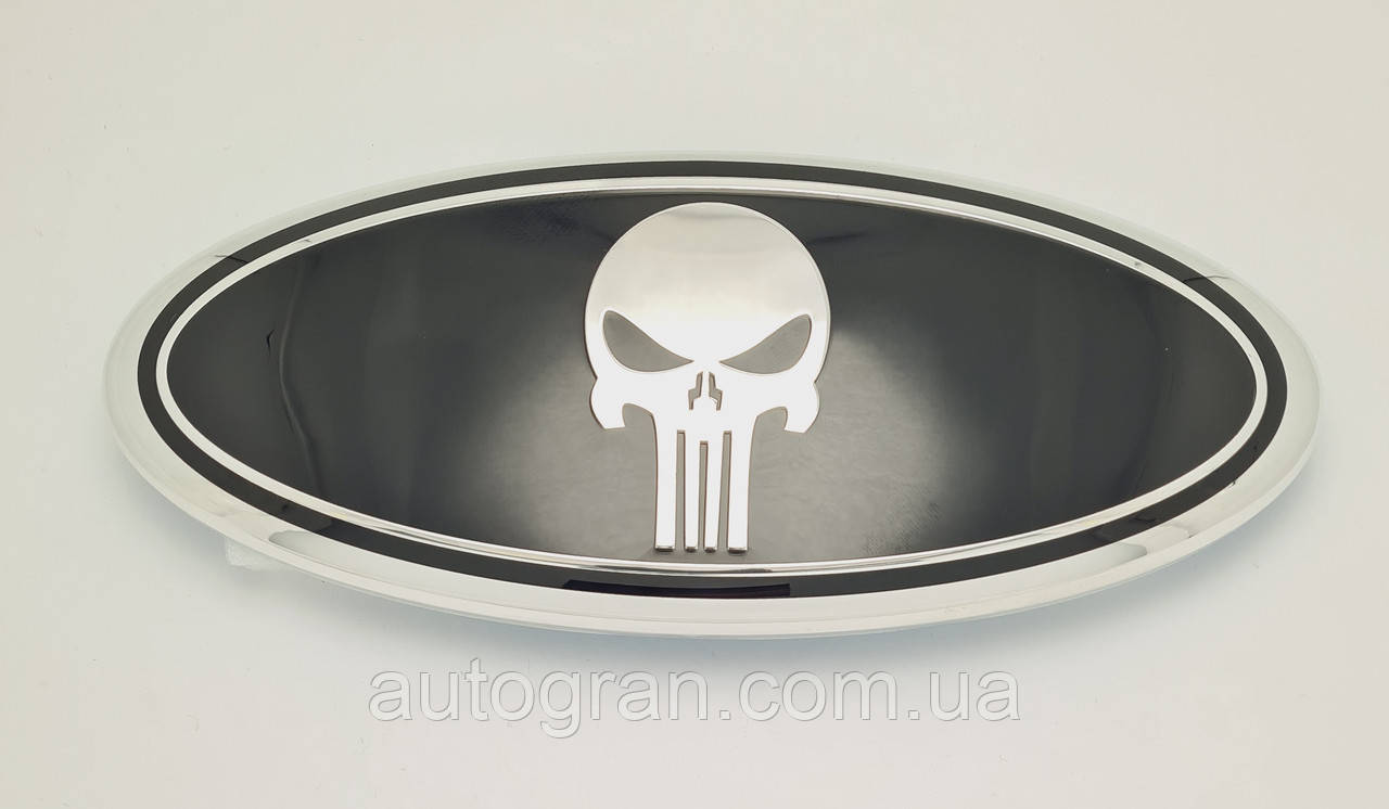 Емблема решітки радіатора Ford Punisher 224ммх88мм F150 F250 F350 Explorer чорна, фото 1