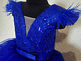 Дитяча сукня видовжене ззаду Синє 116-134, фото 5