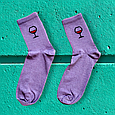 Високі шкарпетки з принтом девочка хочет движа фіолетові 36-41, фото 4