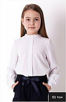 Біла святкова шкільна блуза Мевіс на дівчинку 116-140