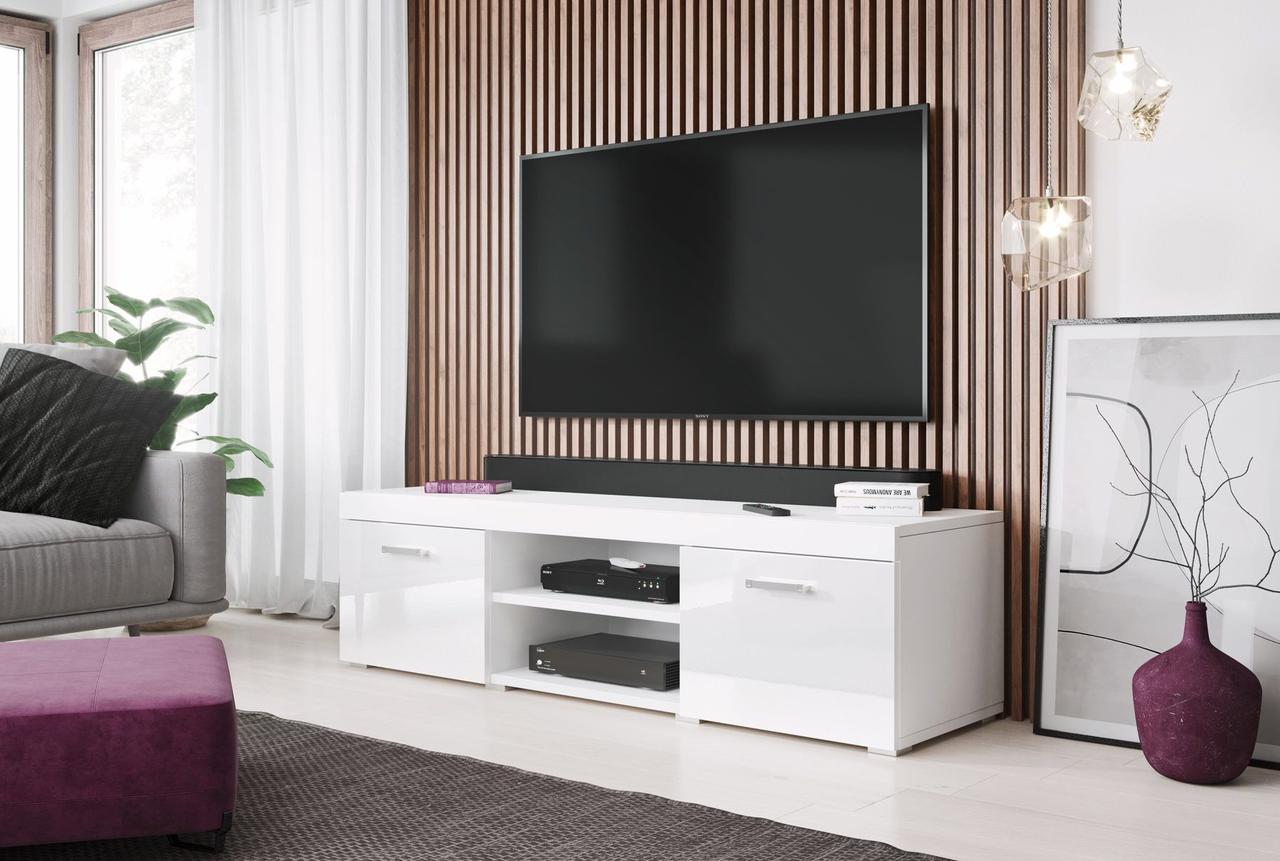 Тумба під ТВ REG.9 SAMBA 140 CAMA білий матовий/білий глянець, фото 1