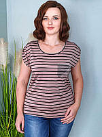 Женская футболка полосатая большие размеры. Размер 52-56