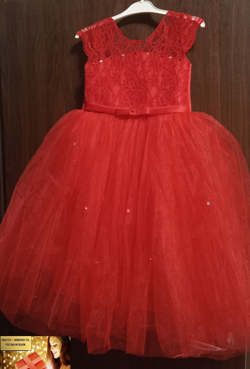 Бальна пишна сукня на ранок і свято на дівчинку від 3 до 7 років червона
