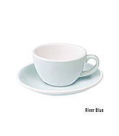 Чашка и блюдце под кофе с молоком Loveramics Egg Flat White, 150 мл, River Blue