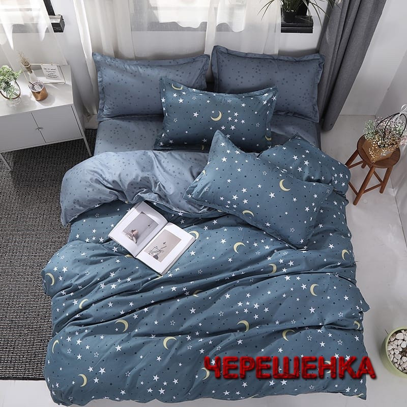 Полуторний набір постільної білизни 150*220 з Бязі "Gold" №15579AB Черешенка™