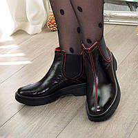 Ботинки челси лаковые женские с квадратным носком. Цвет черный. 37 размер