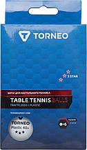 Набір м'ячів для настільного тенісу Torneo, 6 шт, Білий